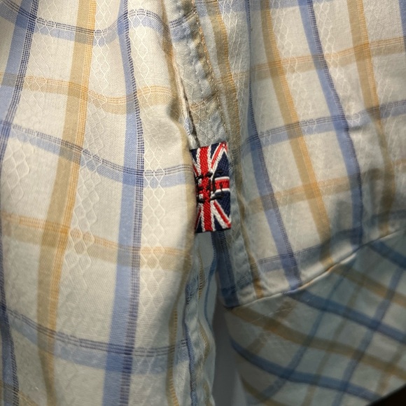 English Laundry John Lennon Button Down Shirt L 100% Cotton Blue Yellow Imagine - Picture 9 of 16